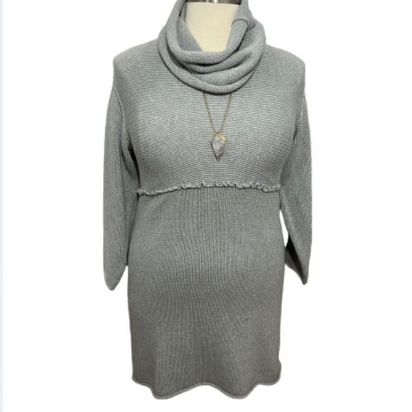 NWOT J. Jill Cotton Sweater Dress With Removable Cowl Neck Collar - Petite Large - Picture 2 of 12